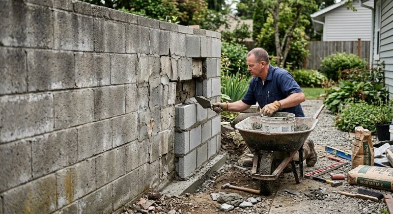 Cinder Block Wall Repair in Port Orange, FL